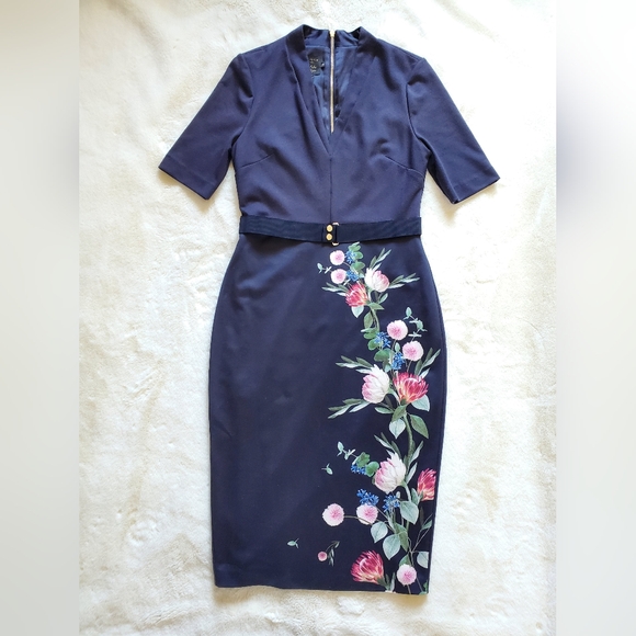 Ted Baker London Norraa Fantasia Shealth Bodycon Dress Size 8 - Picture 5 of 11